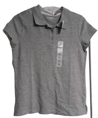 NWT Girls Old Navy Uniform Pique Polo Shirt Size XL 14-16 Gray  K2 - Image 1 of 4