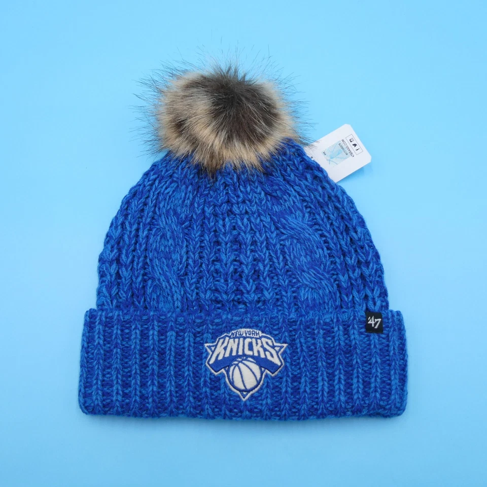 '47 Brand New York Knicks Sombrero de Invierno para Mujer Azul Acrílico Tejido Gorro Pom NBA Foto 1 de 2