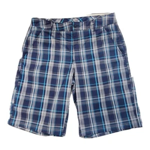 Fila Sports Mens Golf Shorts Size 32 Blue Gray Check Chino Pockets Stretch - Picture 1 of 9