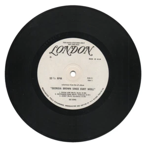 GEORGIA BROWN SINGS KURT WEILL 33RPM 7" Record MACK THE KNIFE / SPEAK LOW+ Mint- - Bild 1 von 2