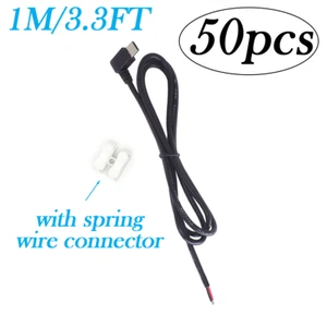 50x 1M / 3,3FT 22AWG 90°USB-C wtyczka męska do 2-pinowego gołego przewodu 5V 3A Zrób to sam Kabel naprawczy - Zdjęcie 1 z 5