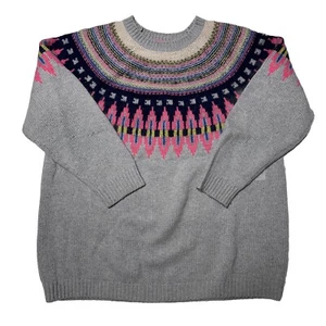 Boden Fair Isle Alpaca Wool Blend Pullover Sweater Gray Christmas UK 20 US 16 - Picture 1 of 14