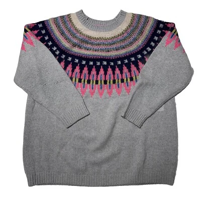 Boden Fair Isle Alpaca Wool Blend Pullover Sweater Gray Christmas UK 20 US 16 - Image 1 of 4