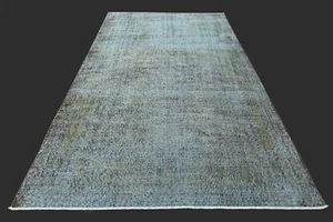 Vintage Turkish Oushak Rug, Blue 5x9 ft, Handmade Wool, Bohemian Anatolian - Picture 1 of 10
