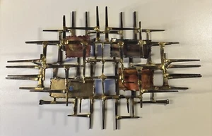 Vintage 1975 Brutalist Mixed Metal Wall Hanging Signed Don Smith - Picture 1 of 15