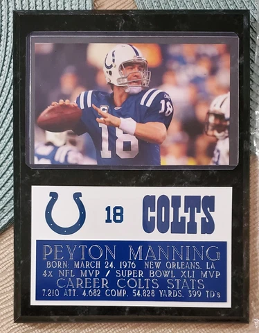 Peyton Manning 6x8 Indianapolis Colts Stats Plaque FREE SHIPPING HALL OF FAMER Cover