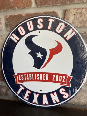 Houston Texans NFL 12" Round Metal Embossed Sign GymGarage Mancave SheShed Cover