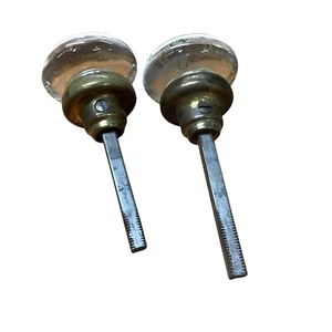 Vintage 2" Clear Glass Door Knobs with Shafts Set Lot Handle Restoration Hardwar - Picture 1 of 5