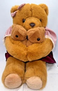 Love Land Brown Bear Plush Mama Babies Cub 21 Inch 1985 Stuffed Animal Toy - Picture 1 of 9
