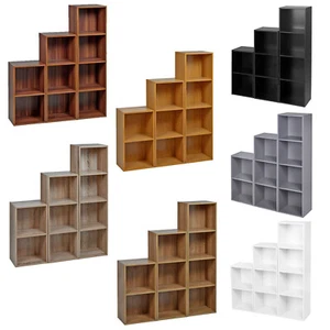 Cube, 2, 3 or 4 Tier Wooden Bookcase Shelving Display Storage Shelf Unit Wood - Picture 1 of 44