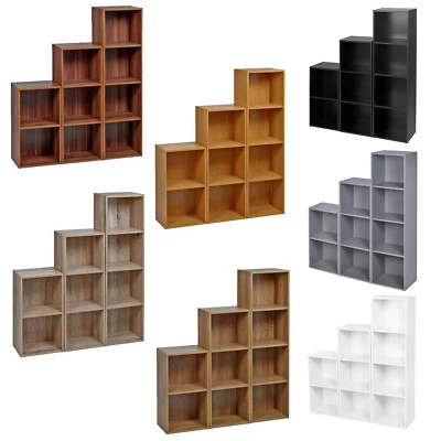 Cube, 2, 3 or 4 Tier Wooden Bookcase Shelving Display Storage Shelf Unit Wood - Image 1 of 4