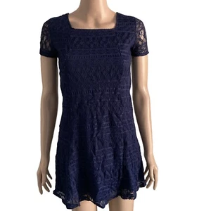 Forever 21 Dress Lace Girls 13/14 Blue Lace Mini - Picture 1 of 8
