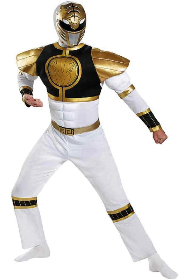 Mighty Morphin Power Rangers White Ranger Muscle Costume XL 42-46 Men Adult