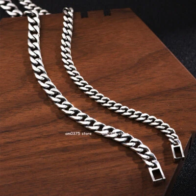 Real S925 Sterling Silver Women Man's 5mm/7mm/8mm Thin Curb Link 7-8inchL - Image 1 of 4