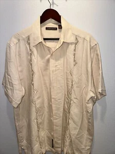 Cubavera Tan/Ivory Short Sleeve Classic Fit, Button Down Sz XL - Picture 1 of 5