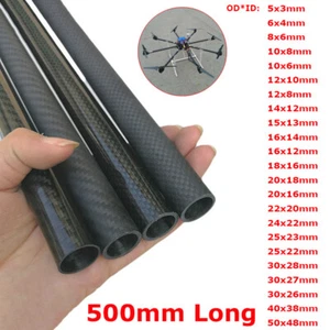 Tubo in fibra di carbonio 5mm-25mm 3K lucido opaco superficie rotolo avvolto lungo 50cm - Foto 1 di 13