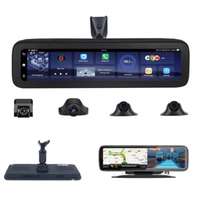 360-degree panoramic 4CH Cameras lens car dvr backup mirror dash camera with gps - Image 1 of 4