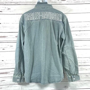 Harley-Davidson Shirt Men's XL Blue Garage Slim Fit Denim Long Sleeves New - Picture 1 of 10