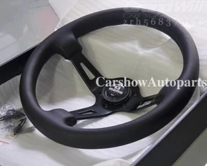 MOMO fullspeed 350mm 14' Genuine Leather Deep Cone 3.5' Sport Steering Wheel - Picture 1 of 4