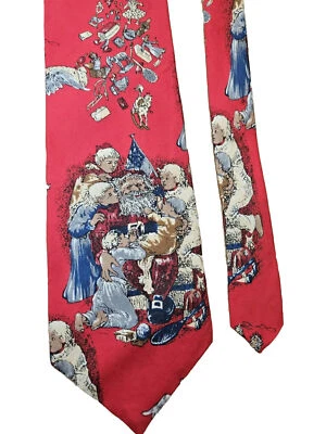 Vtg Dillard's Men's Christmas Necktie Neck Tie Old World Santa Claus 100% Silk - Image 1 of 4