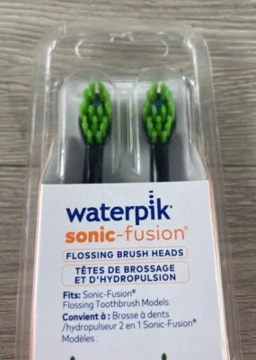 NEW Waterpik Sonic-Fusion Flossing Brush Heads Black 2 Pk SF-01 & SF-02 - Image 1 of 4