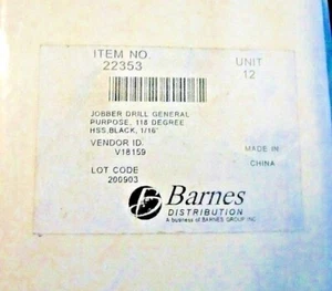 *4ER-PACK SET* Jobber Bohrer 1/16 Zoll Allzweck 118° HHS schwarz 12 Stück 22353 - Bild 1 von 4