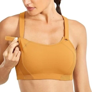 Sujetador deportivo ajustable de alto impacto amarillo ámbar SYROKAN 38DD 38E para mujer - Imagen 1 de 4