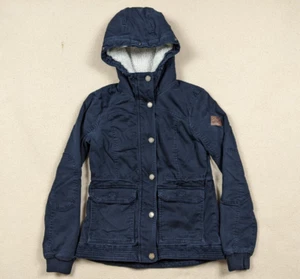Hollister Heritage Collection Flannel Lined Anorak Jacket Hooded Navy Blue Sz XS - Picture 1 of 12