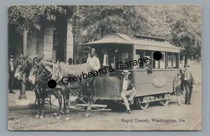 Horse Car Trolley Black African Man Driver WASHINGTON GA Georgia Postcard - Picture 1 of 2