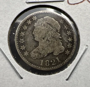 1821 10c Capped Dime Silver Coin Choice VG Very Good Circ - Picture 1 of 14