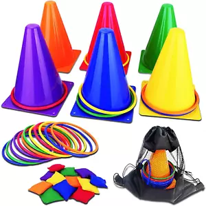 31PCS 3 in 1 Carnival Outdoor Games Combo Set for Kids, Soft Plastic Cones Bean - Picture 1 of 12