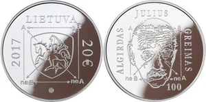 Lithuania 20 euro 2017 "Algirdas Julien Greimas" Silver PROOF - Picture 1 of 1