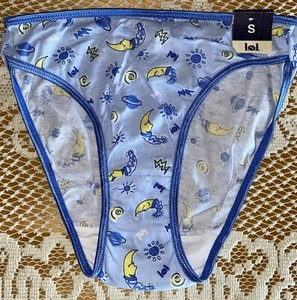L.E.I. LEI Girl Moon Planets Vintage Hi-Cut Cotton S Bikini Panties Underwear - Picture 1 of 5