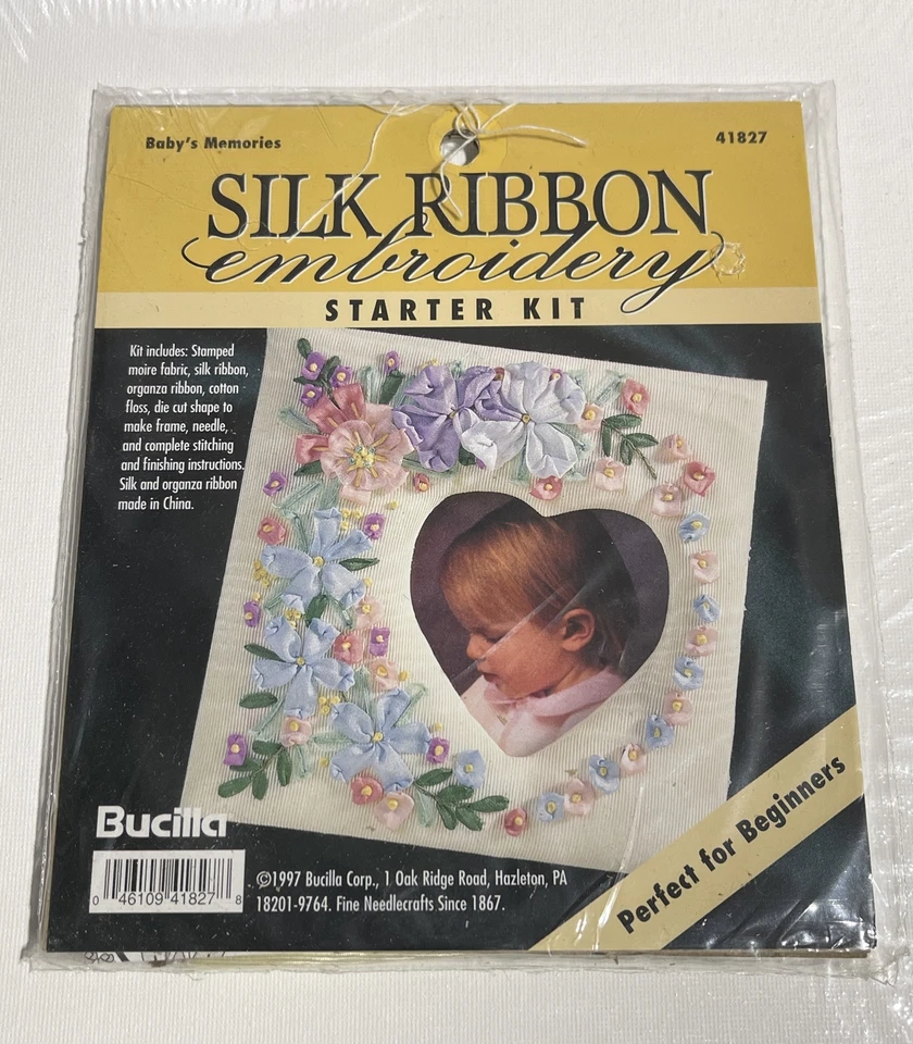 Bucilla Silk Ribbon Embroidery Starter Kit Babys Memories Picture Frame 41827