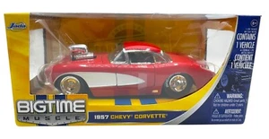 Jada BigTime Muscle 1957 Red Chevy Corvette 1/24 Diecast Model Car New - Picture 1 of 7