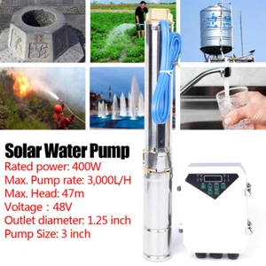 3" DC Solar Water Pump Submersible Deep Bore Well Pump 48V 400W +MPPT Controller - Picture 1 of 19