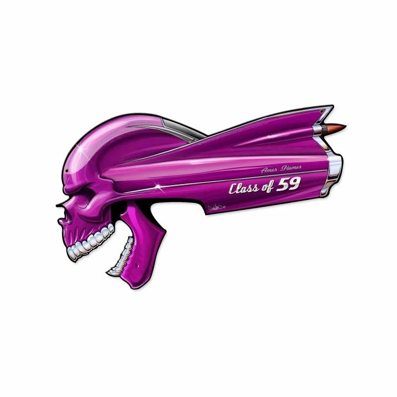 CADILLAC CLASSIC CAR SKULL CLASS OF '59 HEAVY DUTY USA MADE METAL ADV SIGN - Image 1 of 1