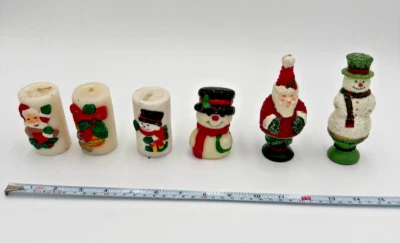 Lot of 6 Vintage Christmas Candles Santa Snowman White Barn Candle Co Topiary - Image 1 of 4