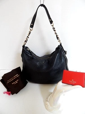 KATE SPADE black leather FINLEY Hobo bag + red Cedar Street Melanie card holder - Image 1 of 4