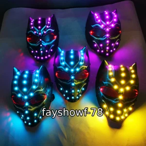 Black Panther T'Challa Cosplay Luminous Helmet LED Full Face Mask Halloween Gift - Picture 1 of 4