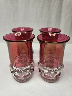 Vintage Tiffin Kings Crown Tumblers,  Ruby Red  Thumbprint , Indiana Glass Co, 4 - Image 1 of 4
