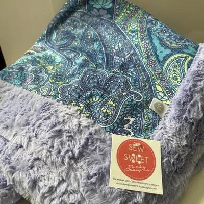 Sew Sweet Minky Designs Lap Blanket Purple And Paisley 55 X 68” - Image 1 of 4