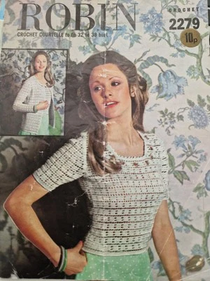 Copy of Robin Crochet pattern 2279. Sweater and cardigan 32-38".  - Image 1 of 4