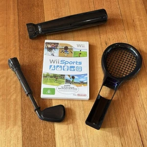 Wii Sports Nintendo Wii with Manual + Club Racket & Bat Remote Accessory Bundle - Picture 1 of 11