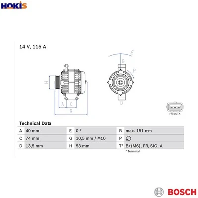 ALTERNATOR 0 986 049 460 FOR JAGUAR FORD MONDEO/III/Mk/Clipper/Turnier FOCUS - Image 1 of 4