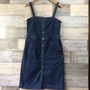 Barbour Blue Stretch Denim “Darcie” Pinafore / Sun Dress Size 12 VGC - Picture 1 of 8