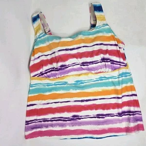 Lands End Damen Neckholder Tankini Oberteil Gr. 18 W bunt Regenbogen Bügel BH - Bild 1 von 10