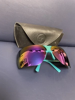 Vintage Gargoyles 85mm Teal Blue/Green Frames Wrap Terminator Sunglasses w/ Case - Image 1 of 4