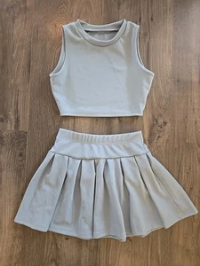 Shein Talla Pequeña 4 Lt Azul Falda Sin Mangas Top Corto Conjunto A Juego Acanalado ¡LINDO!  - Imagen 1 de 11