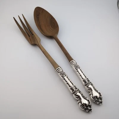 Juego de servir ensalada Watson Meadow Rose de plata esterlina - 11" - sin monogramas Foto 1 de 3